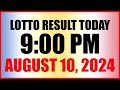 Lotto Result Today 9pm Draw August 10, 2024 Swertres Ez2 Pcso