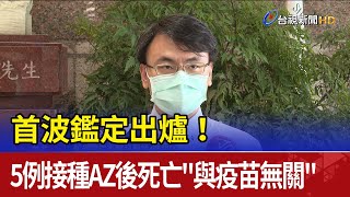 首波鑑定出爐！ 5例接種AZ後死亡\