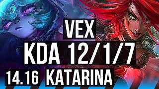 VEX vs KATARINA (MID) | 12/1/7, Legendary | EUW Master | 14.16