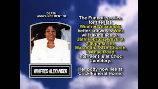 Winifred Alexander ~ Short Obituary