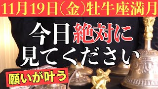 【ガチでヤバい日!!】今日中に絶対見てください！この後、絶対無理だと思っていた願いが叶う予兆です！11月19日(金)おうし座満月の大大吉祈願！