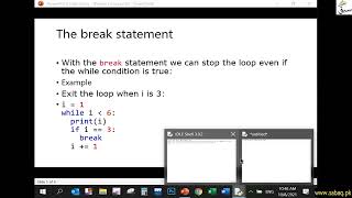 The Break and Continue Statement in Python, Computer Science Lecture | Sabaq.pk
