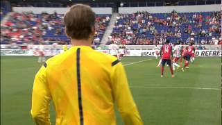 New York Red Bulls v Chicago Fire (3.25) - Offside: Challenging