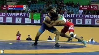 1/2 GR - 87 kg: M. SARAVI (IRI) v. K. SUNIL (IND)