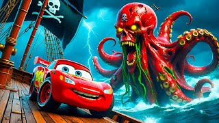 ⚠️Big \u0026 Small vs Epic Escape⚠️ McQueen \u0026 Dinoco VS SQUID ZOMBIE PIRATE Eater Cars | BeamNG.Drive