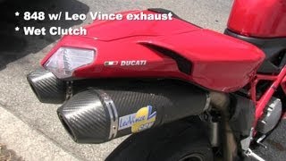 Ducati 848 with LEO Vince Exhaust - Start-Up and Revving Video