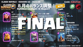 Final BALANCE CHANGES | August 2023 | Clash Royale