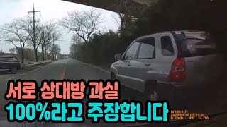 4214회. (투표) 길 가장자리에 차를 세울 듯하다가 불법 좌회전하려던 앞차 : 중앙선 물고 앞차를 추월하려던 블박차 = 누가 더 잘못일까요?