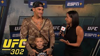 ‘Sweet P’ joins her dad Dustin Poirier’s interview after UFC 302 weigh-ins | ESP