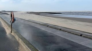 Storm Eowyn whips sand across beach in northern England | AFP