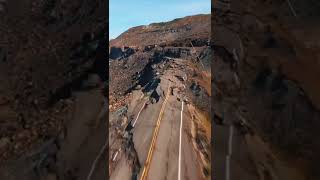 drone footage of a collapsed road from 2009 in Quebec landslide.