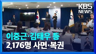 광복절 특사 발표…이중근·김태우 등 2,176명 사면·복권 / KBS  2023.08.15.