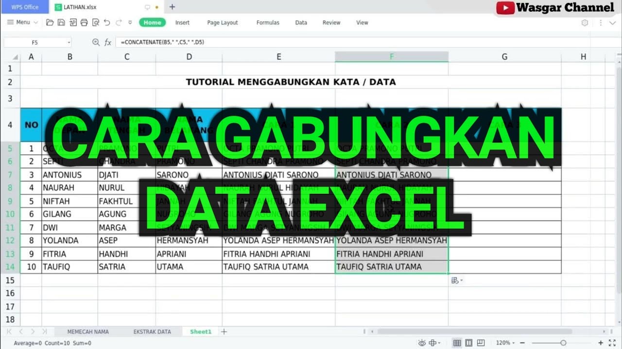 Cara Menggabungkan Data Di EXCEL Dengan Mudah - YouTube