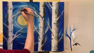 "Moonlit Aspens" | Time-lapse Painting Tutorial