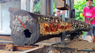 Sawing the Hollow Ancient Acacia Wood