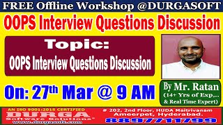 OOPS Interview Questions Discussion (FREE Workshop) Offline Training @ DURGASOFT