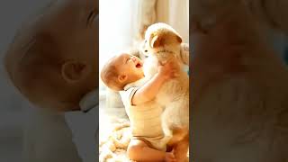 The precious friendship between a cute dog and a soft and cute baby #cutebabydailylife #healing #AI