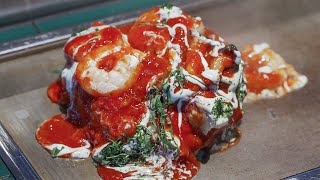 Amazing Tomato source cheese shrimp pancake and pork stir-fry noodles - korean street food