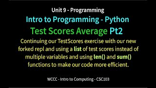 9 Python TestScores Pt2