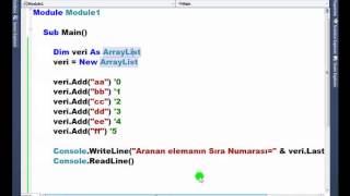Visual Basic .NET - Ders 313 : ArrayList - LastIndexof