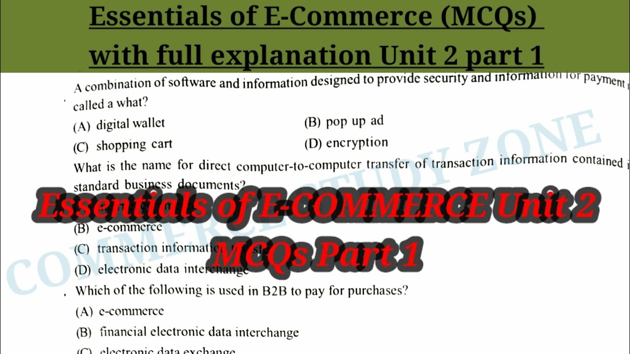 Essentials Of E-COMMERCE Mcq | Essentials Of E-COMMERCE Unit 2 Mcq ...