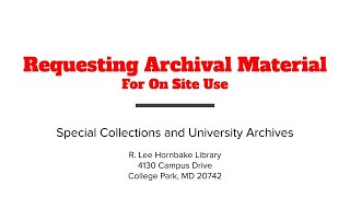 Requesting Archival Materials