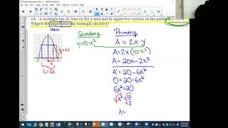 Example 4 Rectangle/Parabola Problem in Optimization