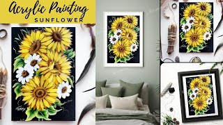 sunflower painting easy acrylic painting for beginners How to draw and paint flowers