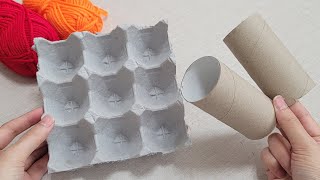 So Beautiful ! Look what I Made with Egg carton and toilet paper roll. DIY Recycling craft ideas