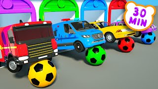 Wheels on the Bus \u0026 Finger Family Song | Monster Trucks, Soccer Balls and Candies +more Kids Songs