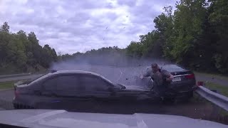 Video shows speeding BMW crash into Virginia officer at traffic stop