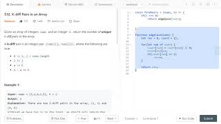 LeetCode 532. [Medium] K-diff Pairs in an Array