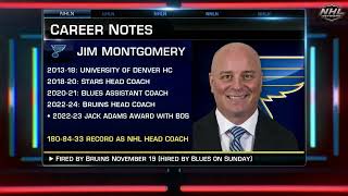 Blues fire Bannister, hire Jim Montgomery as head coach