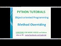 Method overriding in python | python overriding examples | polymorphism in python | overloading