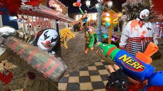 Nerf War in Japan | vs Clown  ( POV / nerf first person shooter)