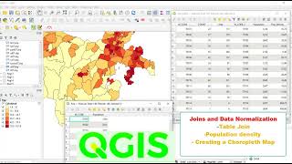 Working with attribute table in QGIS Joining tables  Population density and preparing choroplate map