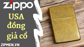 Zippo USA đồng giả cổ| Bật lửa Zippo Mỹ chính hãng