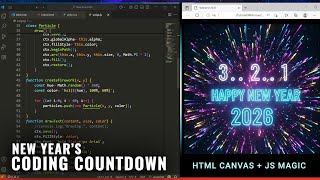 Speed Code: JavaScript 2026 Fireworks Countdown Show [No Talking]