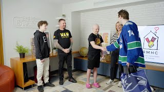 Jake DeBrusk Surprises Canucks Fan Oliver at Ronald McDonald House