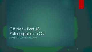 C#.net Part 18 | polymorphism in C# || C# Malayalam Tutorial
