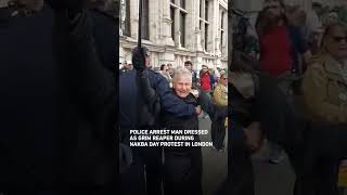 Police arrest man dressed as grim reaper during Nakba Day protest in London