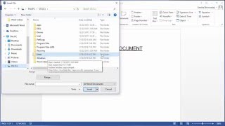 How to insert contents of a document into another document in Word 2013