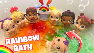 Baby alive crib life dolls Swimming in the Bath 🛁 fun rainbow bath 🌈