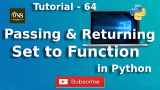 Passing and Returning Set to Function in Python || Tutorial - 64 || Python Tutorial