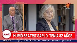 😞🎗Murio Beatriz Sarlo, Tenía 82 años🎗😞