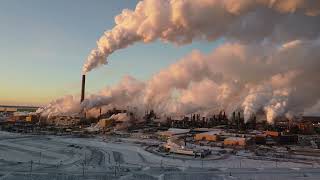 Syncrude Plant Exhaust Stacks In The Cold