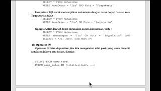 PTIK D dan E - Operator dan Fungsi MySQL