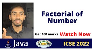 Factorial of a number Java Program Class X 2022 by Prateik Sharma #icse #Icse2022 computer class 10