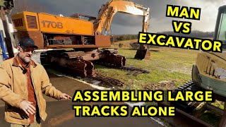 Finishing the Track Adjusters on Large Marge.  Case 170B Excavator.