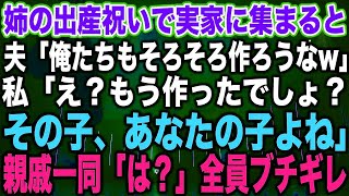 【スカッとする話】姉の出産祝いで実家に集まると夫「俺たちもそろそろ作ろうなw」私「え？もう作ったでしょ？その子、あなたの子よね」親戚一同「は？」全員ブチギレ【修羅場】